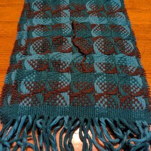 talian-Made Teal & Brown Wool Blend Scarf